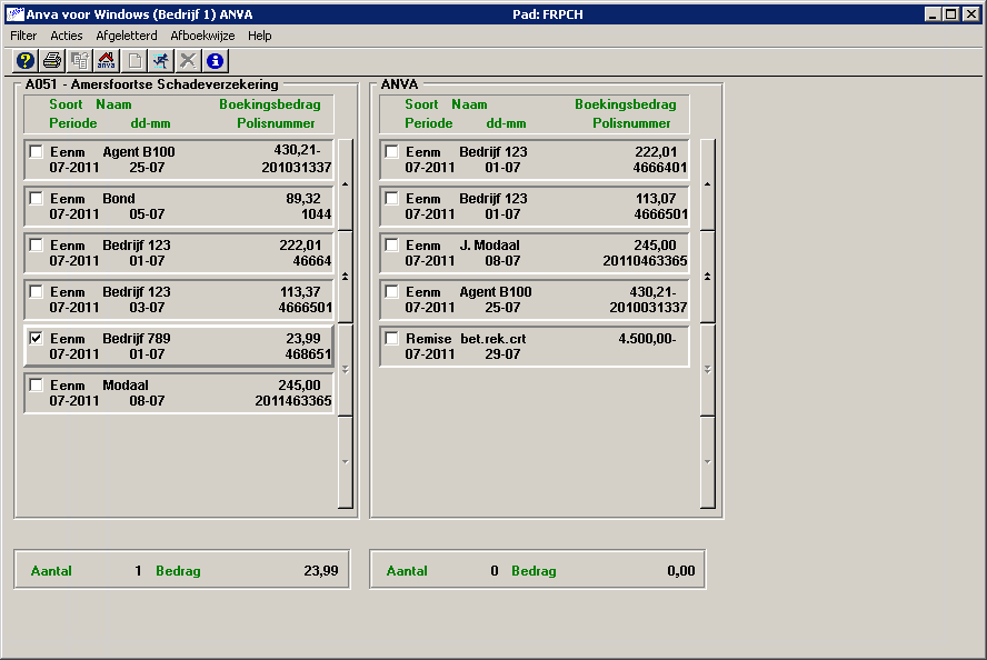 FRPCH_Selectie_boekingen_eenzijdig_afletteren