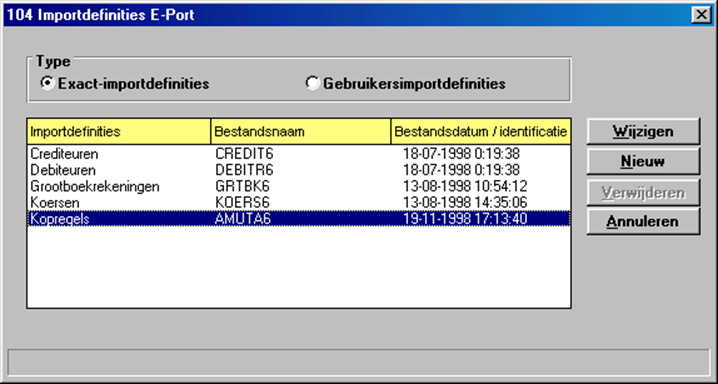 Exact importdefinities eport