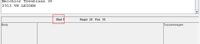 A teksteditor voettekst