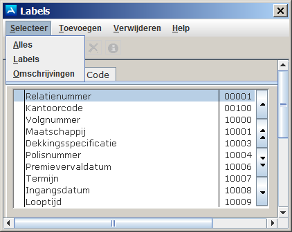 BEB Labels Selecteer alles