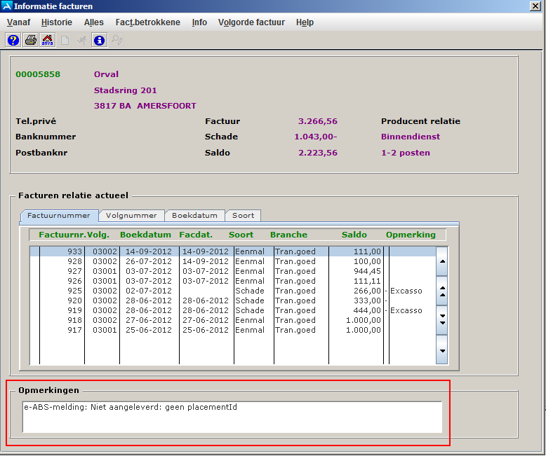 info facturen eenm boeking fout