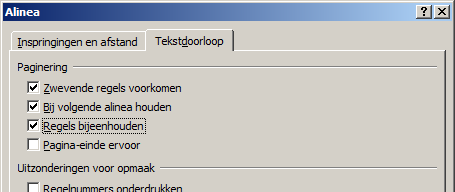 Bouwsteen regels bijeenhouden