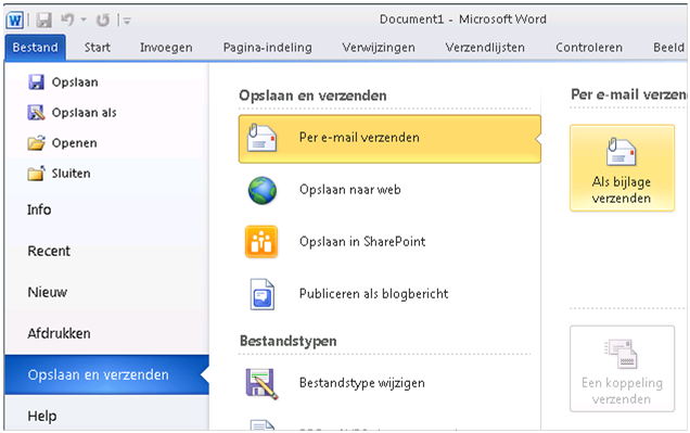 ANVA Word mailen Office 2010