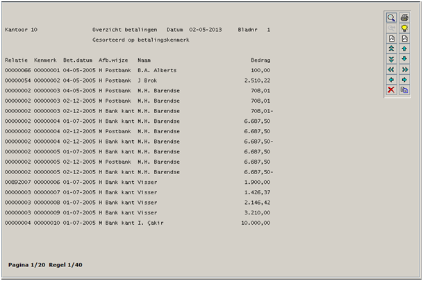 Betalingsoverzicht Beknopt