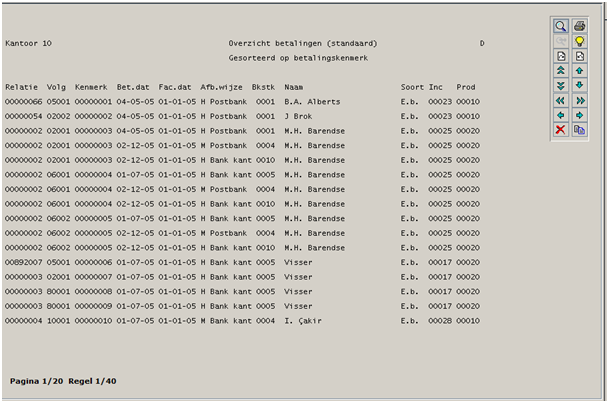 Betalingsoverzicht Standaard