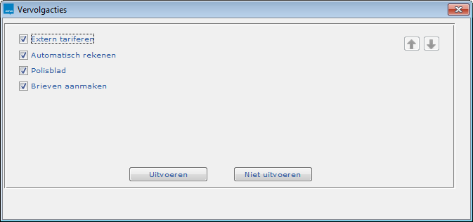 Vervolgacties extern tariferen