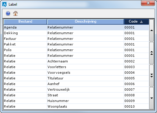 label selectiecriteria EBS