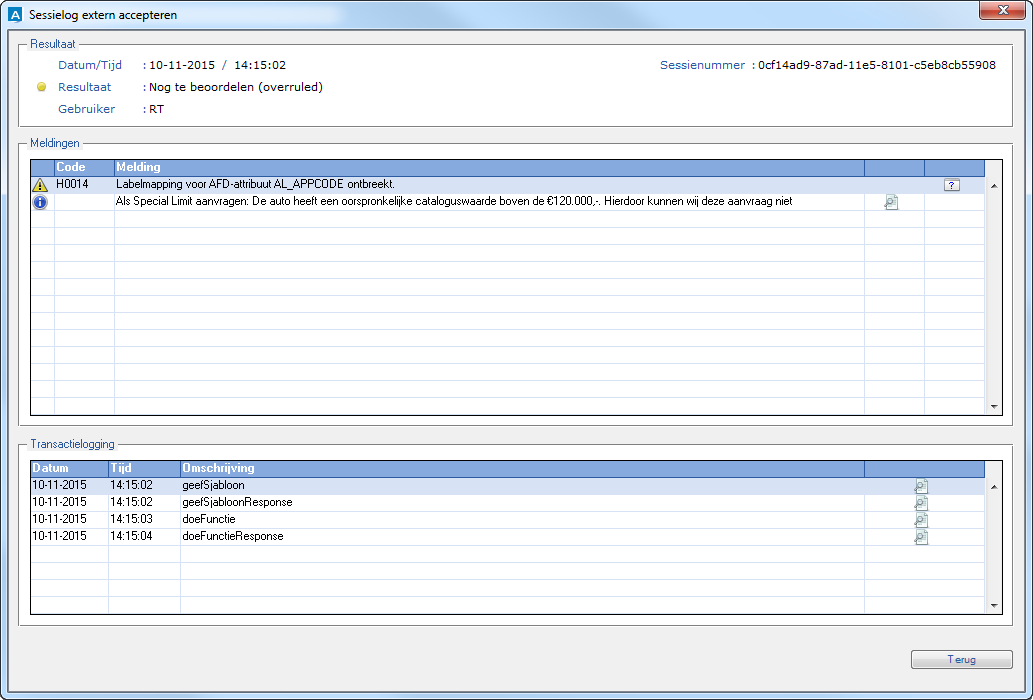 Sessielog extern accepteren
