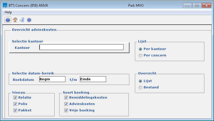 MVO overzicht overige debiteuren selectie
