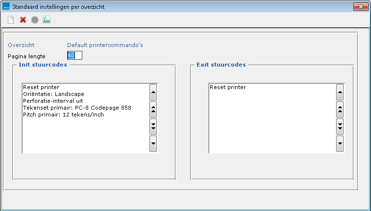 BFSS_standaardinstellingen per overzicht