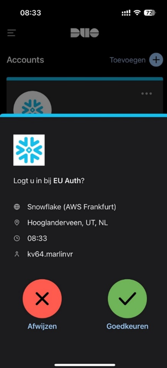 Duo Mobile MFA Snowflake