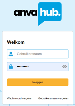 Inlogscherm ANVA Hub