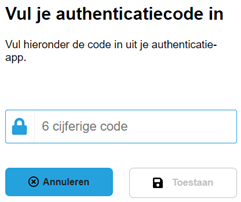 Authenticatie scherm